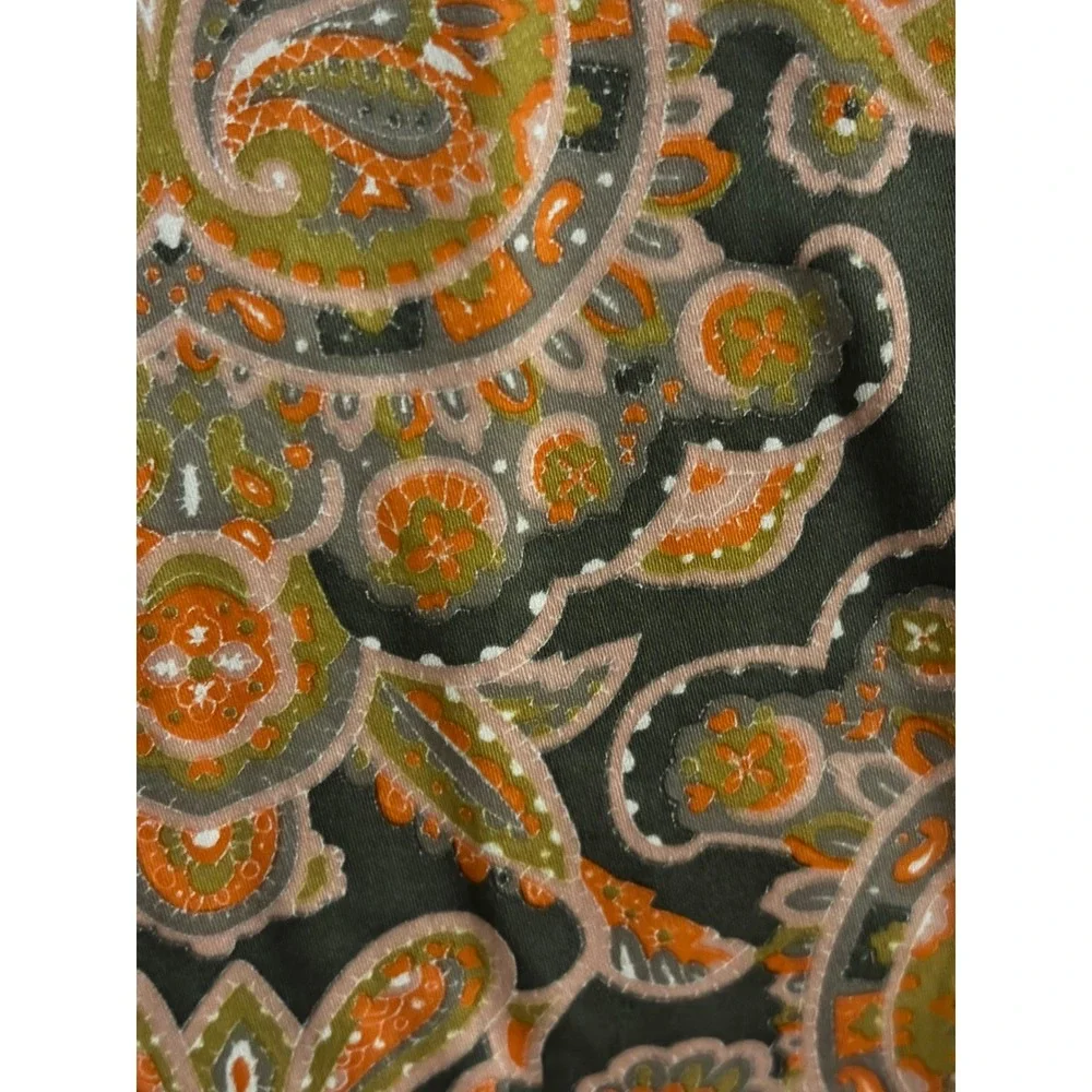 J.Crew The Pencil Skirt Orange Olive Paisley Stretch Cotton Size 2 37532